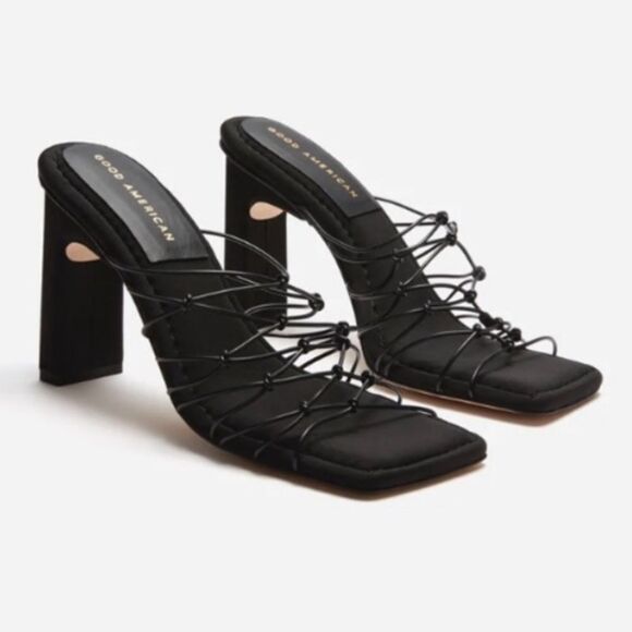 GOOD AMERICAN BLACK NEOPRENE CAGED MULE - Picture 6 of 6